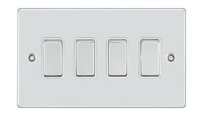 D-SP642-PCM 4 Gang 2 Way Switch Metal Insert Polished Chrome